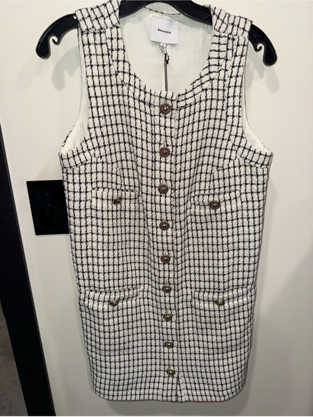 NWT Reformation Tropez Mini Dress Sz 4 cream black Check
Tweed - Picture 5 of 9